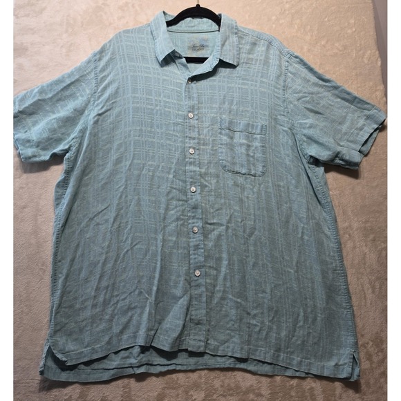Tasso Elba Other - Tasso Elba Island Mens XXL Blue Linen Blend Short Sleeve Button Front Resort‎